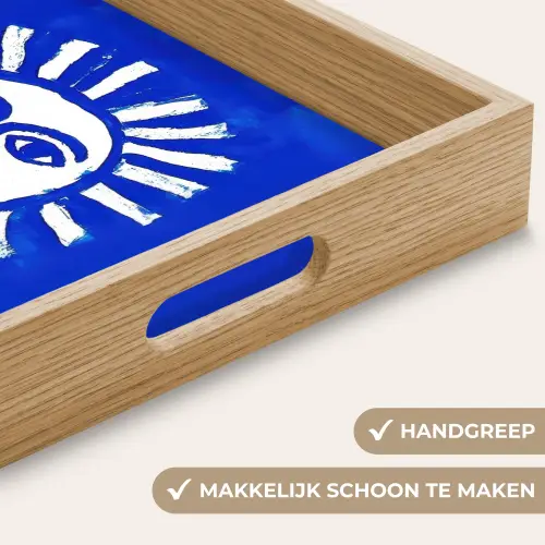 Zon - Gezicht - Penseelstructuur - Blauw Dienblad Rechthoek middel -USP_HandgreepNL