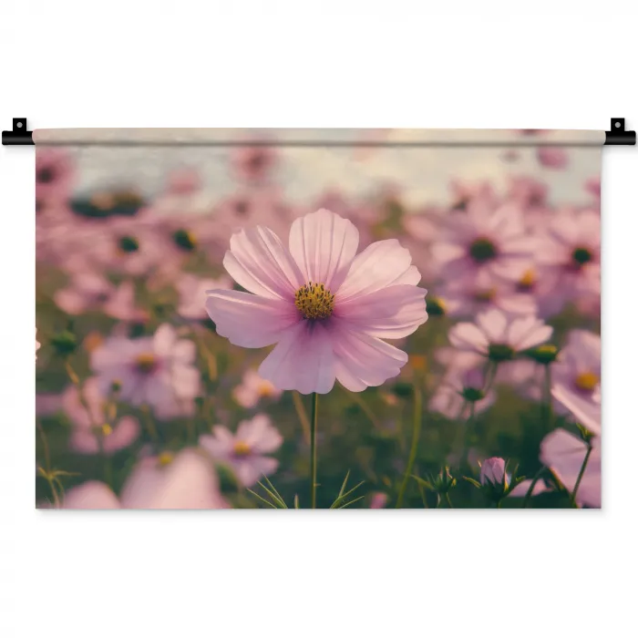 Bloemen - Paars - Wazig Wandkleed katoen klein -zz3d