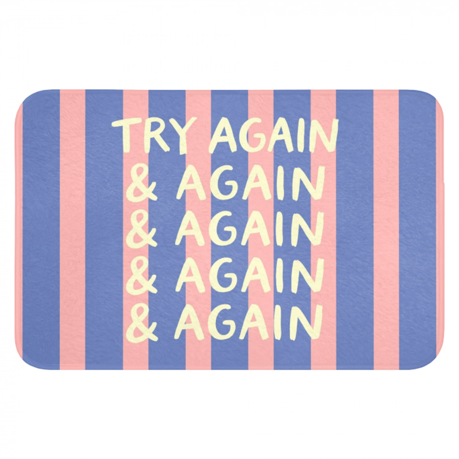Try again - Strepen - Roze - Verticaal - Blauw Badmat klein -3d