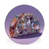 Edelstenen - Glitters - Paars - Kleurrijk Wandcirkel aluminium klein -3d