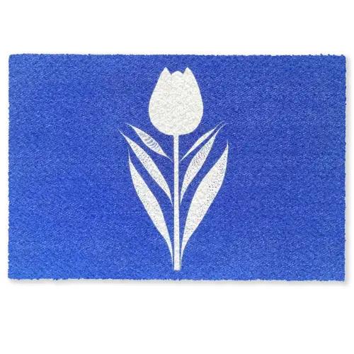 Tulp - Minimalistisch - Bladeren - Wit Deurmat klein -zkaufland3d