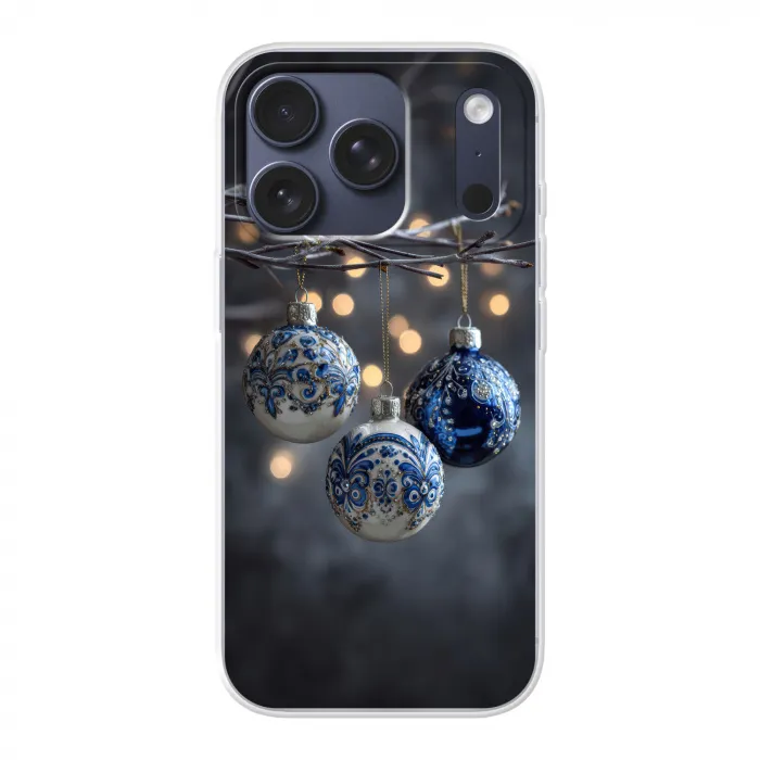 Kerstbal - Versierd - Blauw Telefoonhoesje iPhone 17 Pro klein -3d