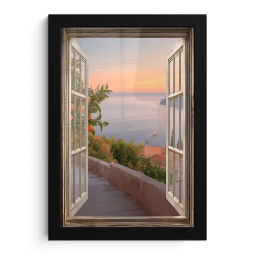 Doorkijk - Uitzicht - Meer - Landschap fotolijst zwart zonder passe partout klein -3d