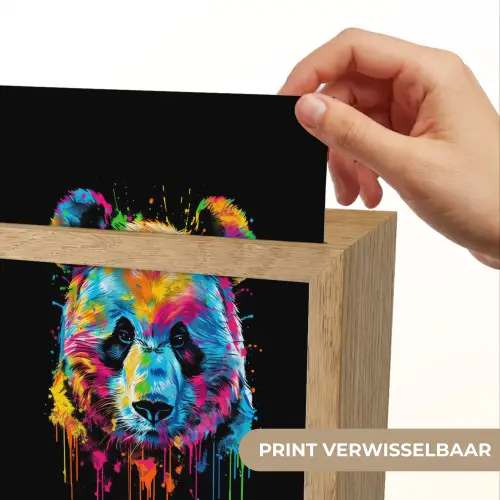 Panda - Dieren - Kleur - Verf - Zwart Light Box met kabel (Kinderlampje) klein -USP_websiteprintNL