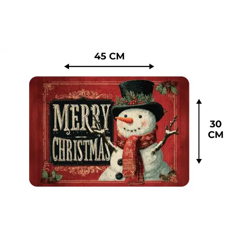 Klassiek - Kerstgroet - Sneeuwpop - Rood Placemat vinyl groot -specs