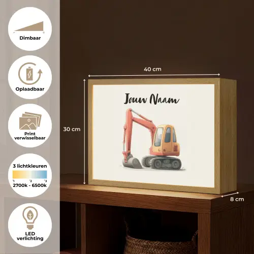 Graafmachine - Getekend - Oranje Light Box met batterij (Wandlamp kind) middel -USP_websiteoverzichtNL