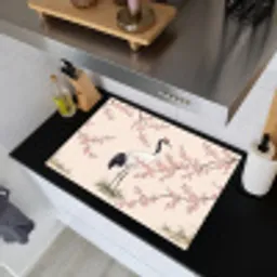 Aziatisch - Kraanvogel - Beige Inductie beschemer met haakjes klein -sfeer1