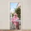Ochtendjas - Krulspelden - Roze deurposter klein -3d_beige
