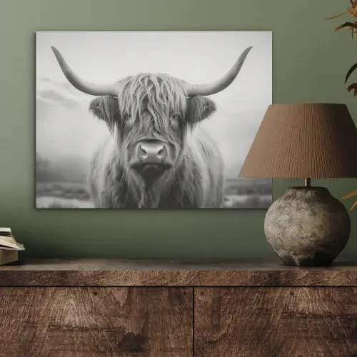 Schotse hooglander - Mist - Zwart - Wit PET vilt klein -sfeer2