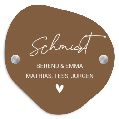 Bruin - Sierlijk Naambord Organisch middel -3d