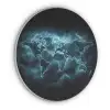 Wereldkaart - Bliksem - Blauw Akoestische PET Vilt - Rond klein -3d