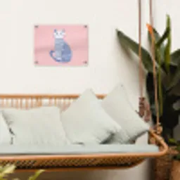 Kat - Illustratie - Minimalistisch - Roze tuinposter los doek klein -sfeer7