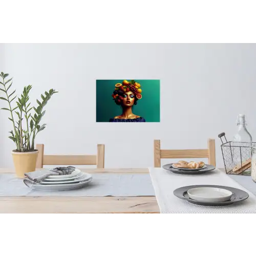 Vrouw - Hoodtooi - Tropisch - Fruit - Druiven Muursticker klein -eettafel