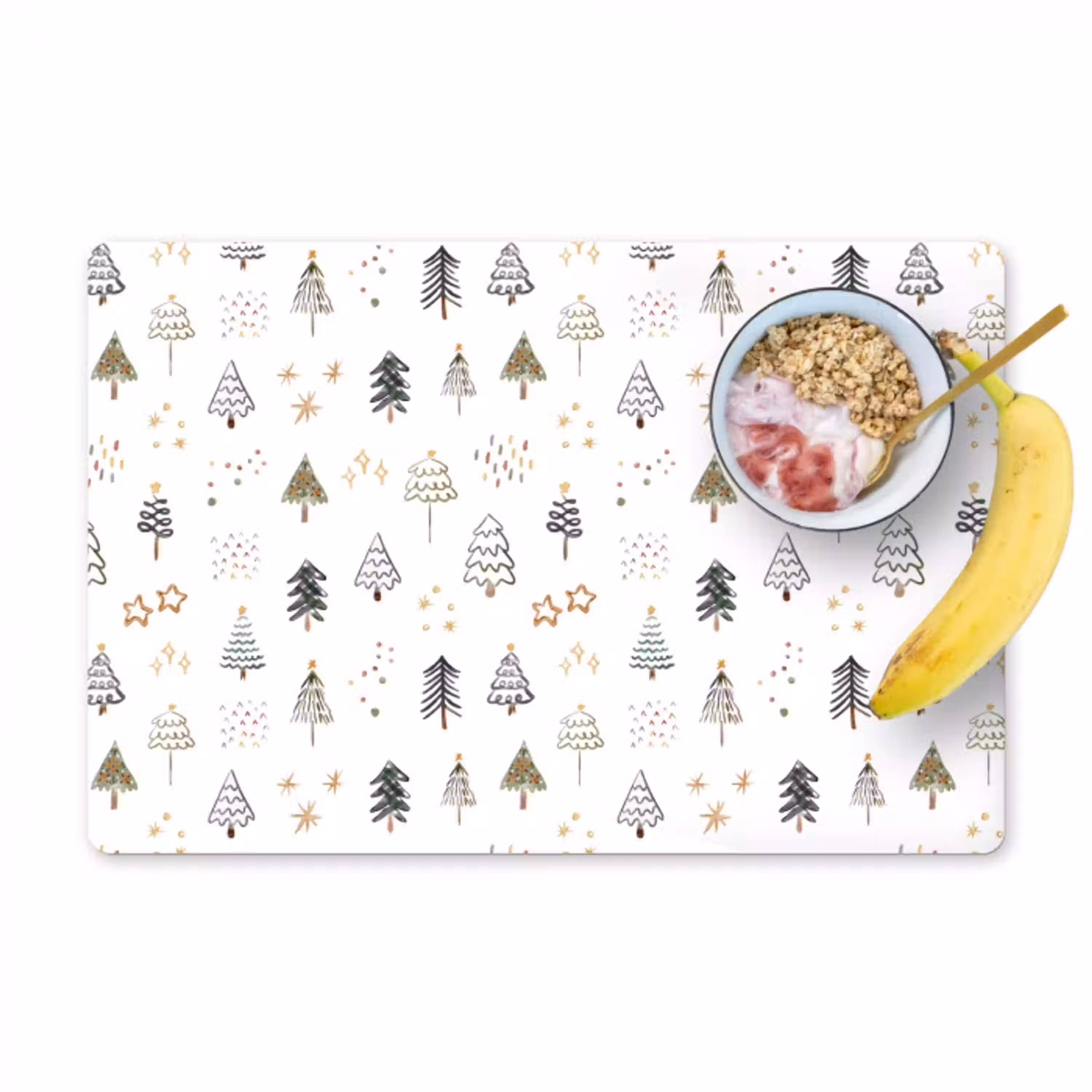 Kerstboom - Sterren - Wit - Kerst - Feest Placemat vinyl groot -zzzproduct_Kitchenyeah-website