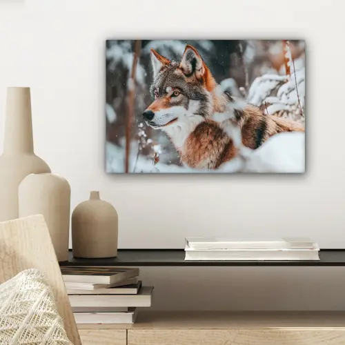 Wolf - Sneeuw - Winter - Dieren - Natuur - Sneeuw canvas 2cm klein -sfeer6