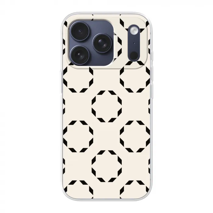 Cirkels - Patroon - Zwart - Beige - Abstract Telefoonhoesje iPhone 17 Pro klein -3d