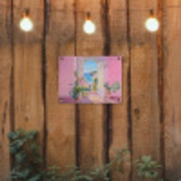 Roze - Buiten - Verf tuinposter los doek klein -sfeer1