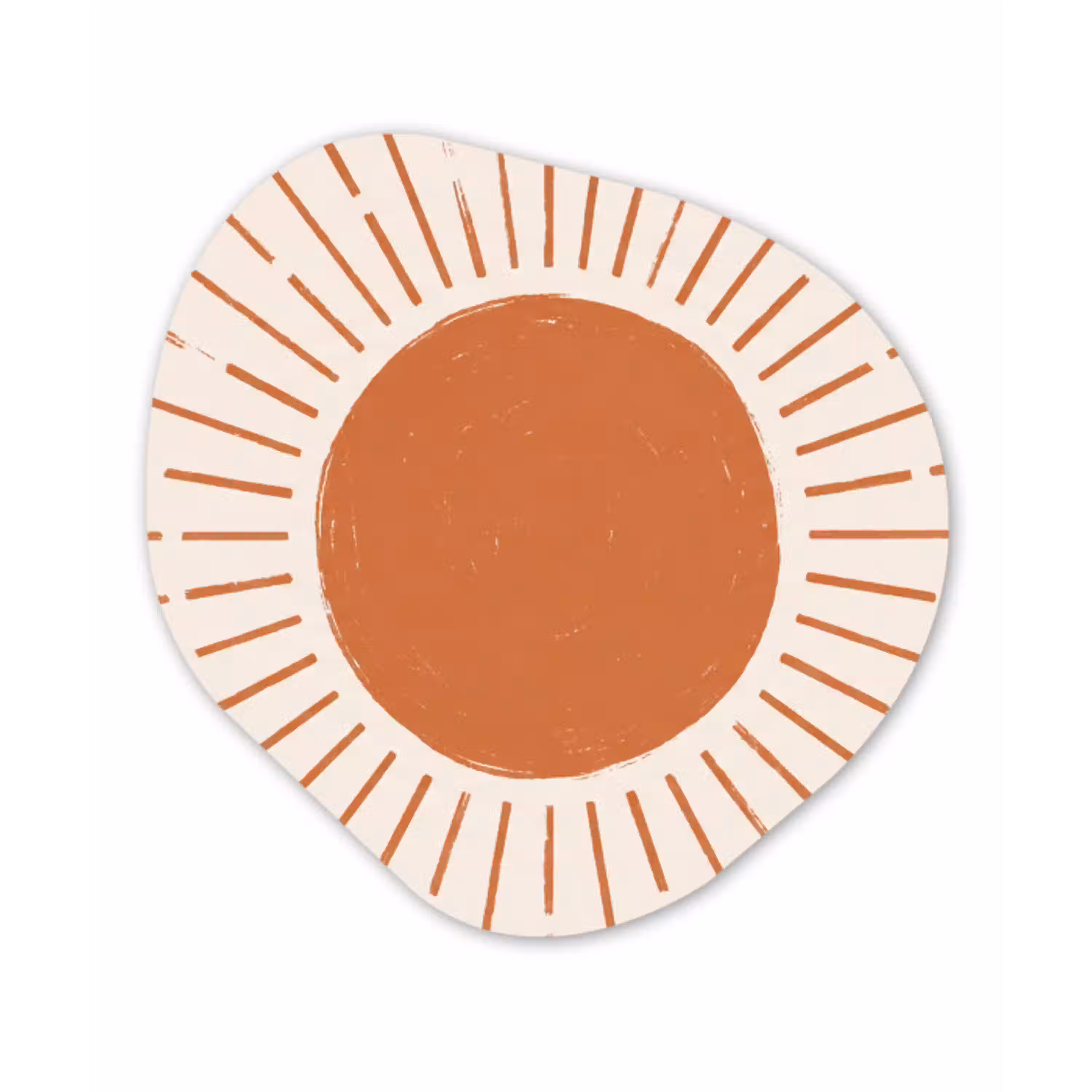Zon - Stralen - Abstract - Terracotta - Modern Wandcirkel Organisch Aluminium middel -3d