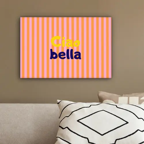 Verticaal - Strepen - Oranje - Ciao bella canvas 2cm klein -sfeer3