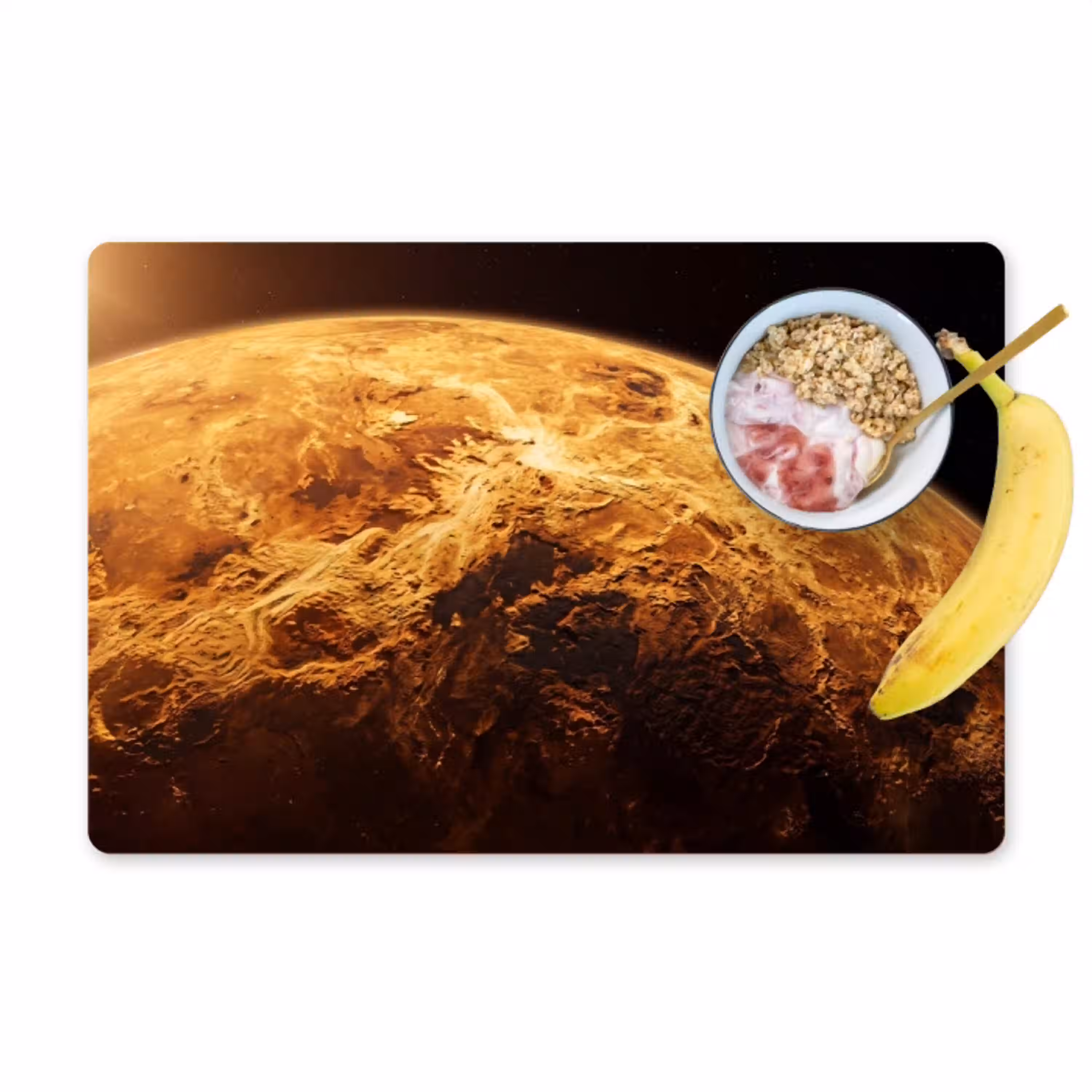 Planeet - Ruimte - Oranje Placemat vinyl groot -zzzproduct_Kitchenyeah-website