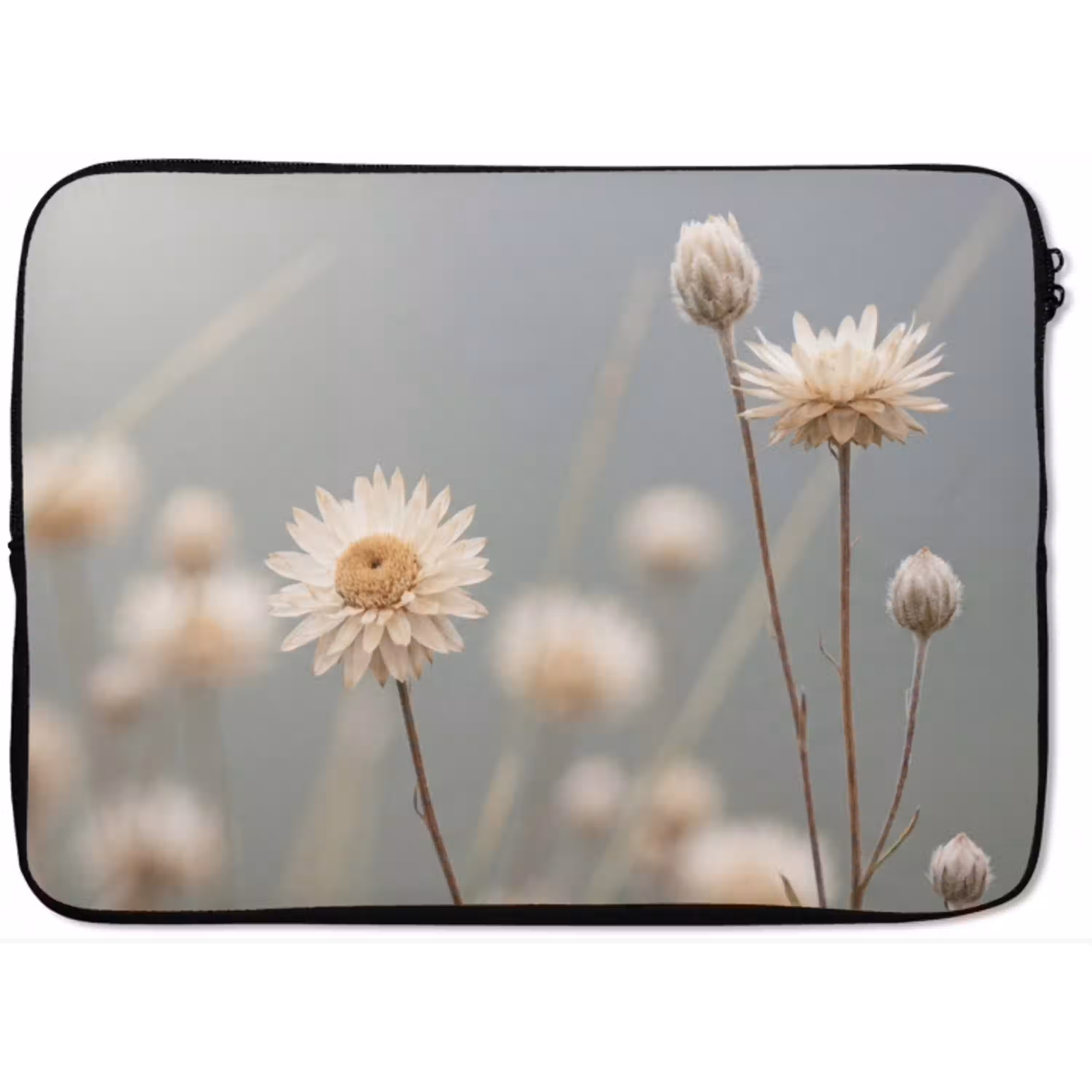 Strobloemen - Wit - Daglicht laptophoes neopreen klein -zkaufland3dotto