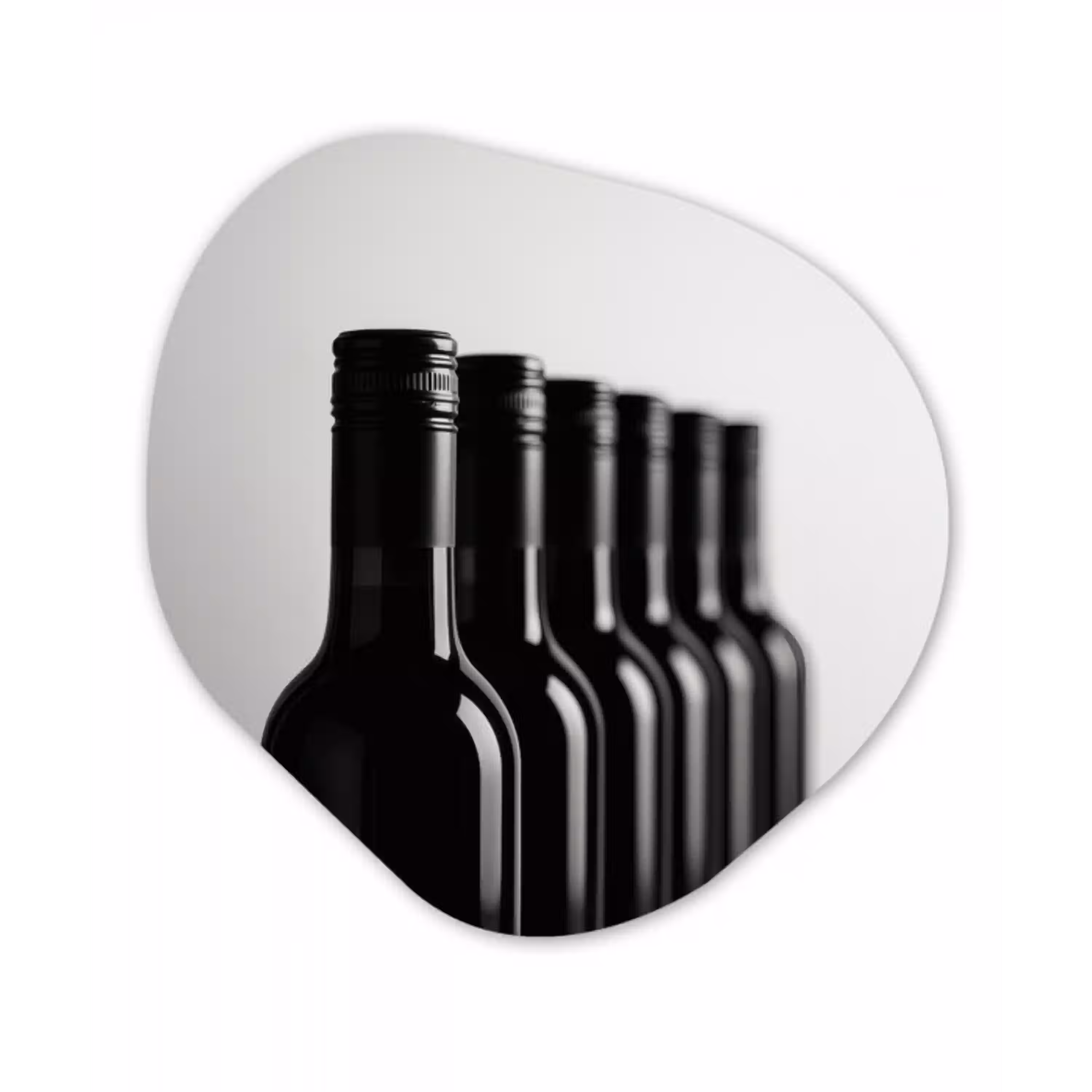 Wijnflessen - Zwart - Minimalistisch Wandcirkel Organisch Aluminium middel -3d