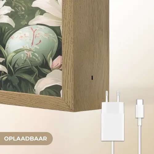Paaseieren - Pasteltinten - Bloemen Light Box met batterij (Wandlamp) middel -USP_websiteoplaadbaarNL