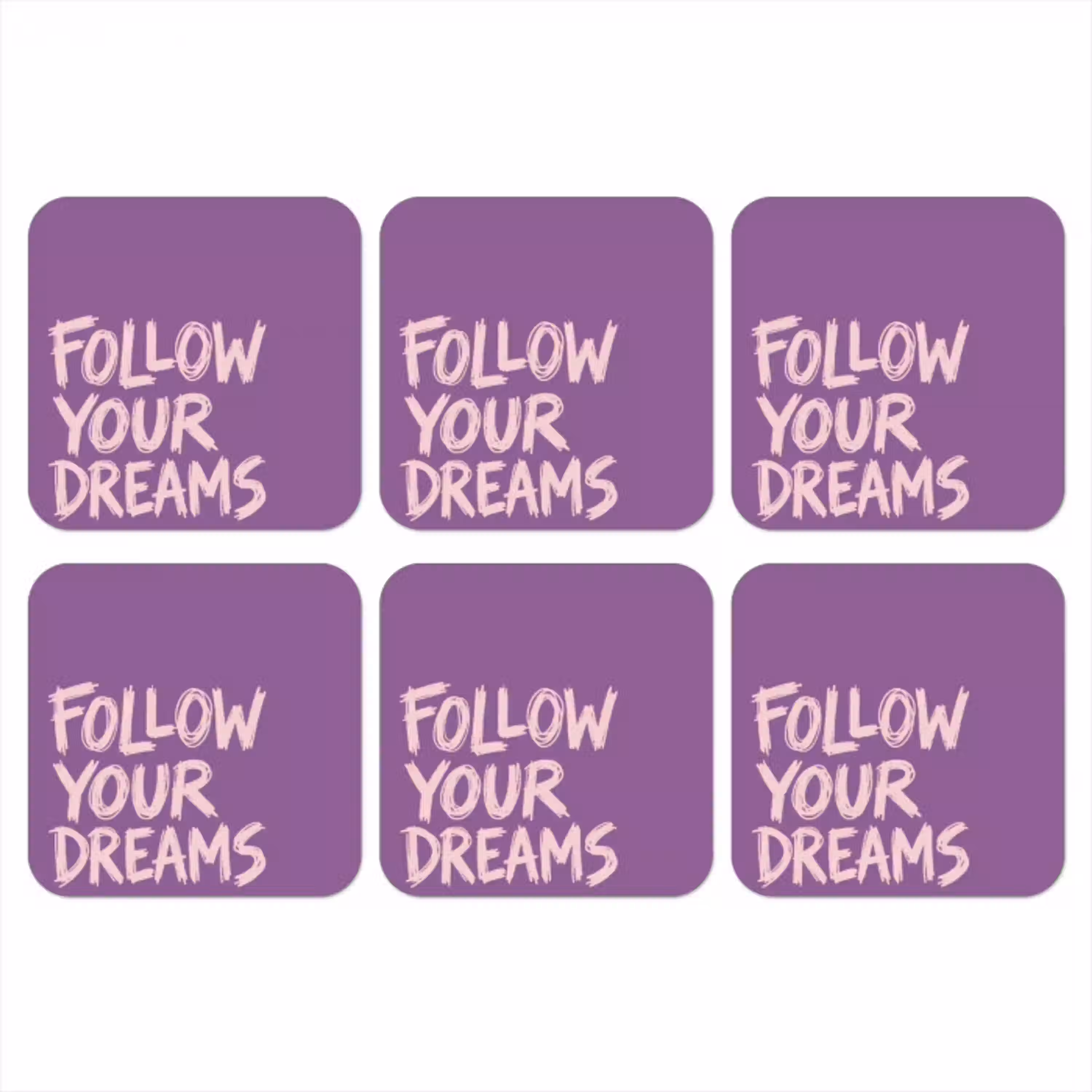 Follow your dreams - Paars - Penseeltextuur onderzetter kurk middel -3d