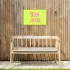 Groen - Roze bonjour - art-deco Tuinposter op houten frame 2 cm dik klein -sfeer4