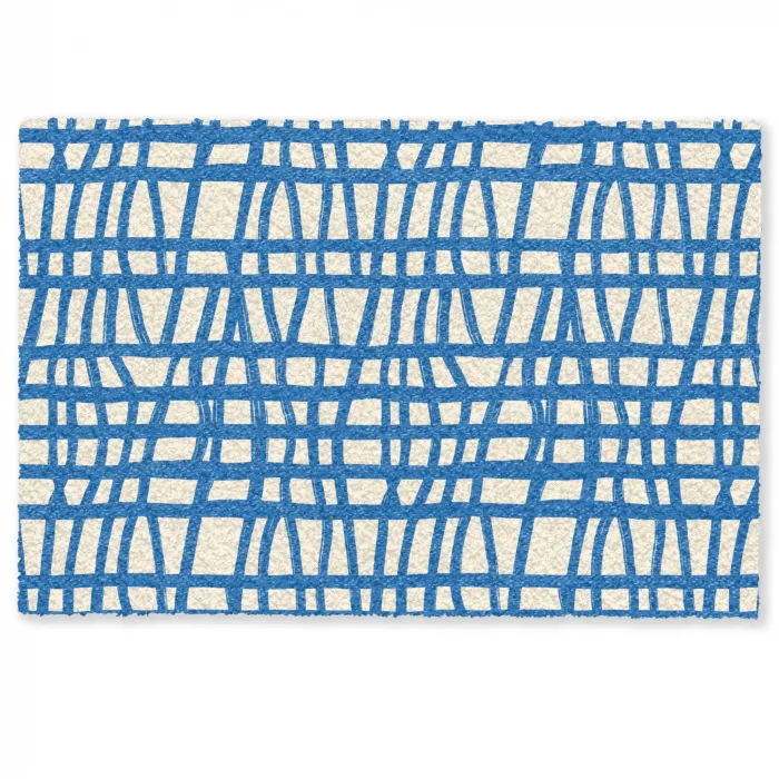 Ruitpatroon - Blauw - Crème Deurmat klein 898 -zkaufland3d
