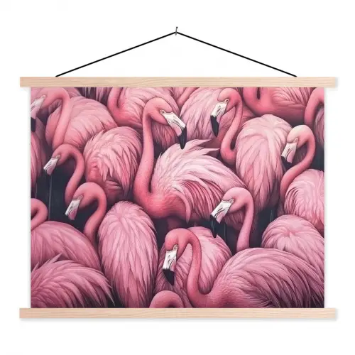 Flamingo - Roze - Dieren textielposter latten blank klein -3d