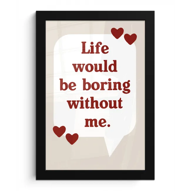 Quote - Tekstballon - Hartjes fotolijst zwart zonder passe partout klein -3d