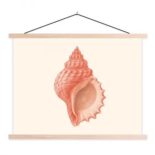 Schelp - Roze - Structuur textielposter latten blank klein -3d