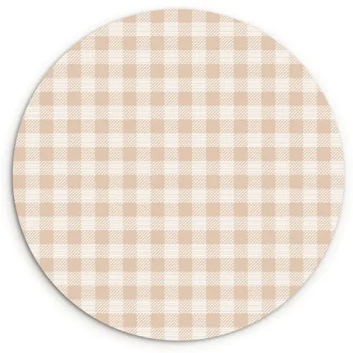Plaid - Patroon - Vierkant - Beige Wandcirkel plexiglas klein 852 -3d