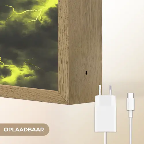 Geel - Storm - Wolken Light Box met batterij (Wandlamp) middel 907 -USP_websiteoplaadbaarNL