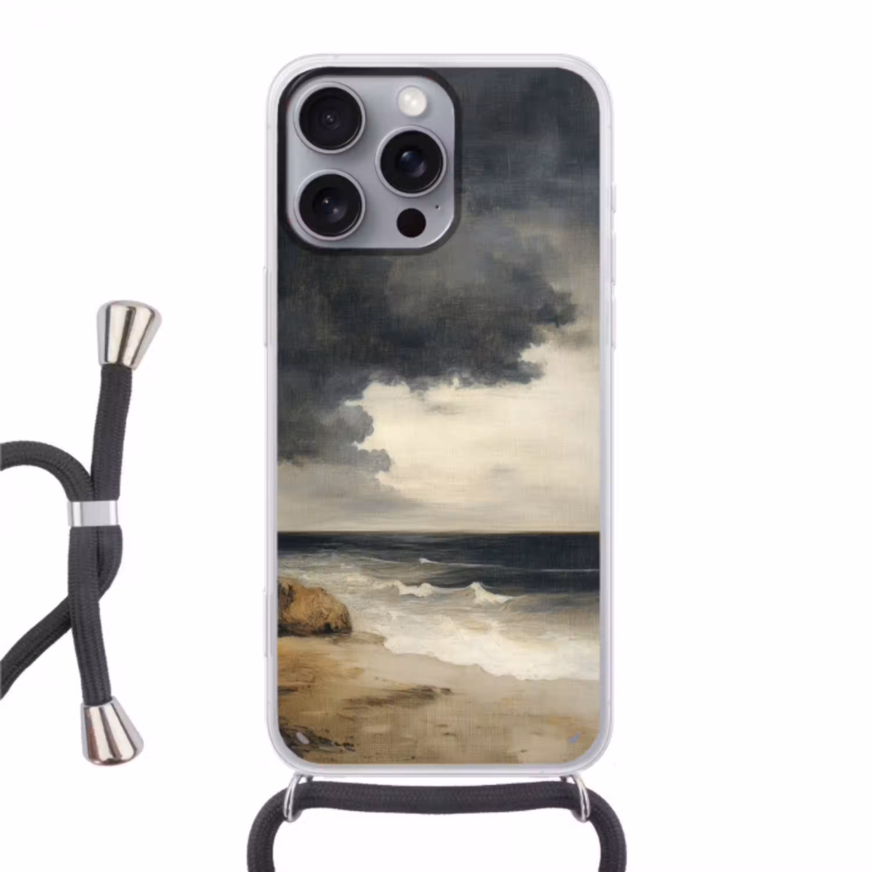 Kust - Golven - Rots - Storm Hoesje iPhone 16 Pro Max met koord klein -3d