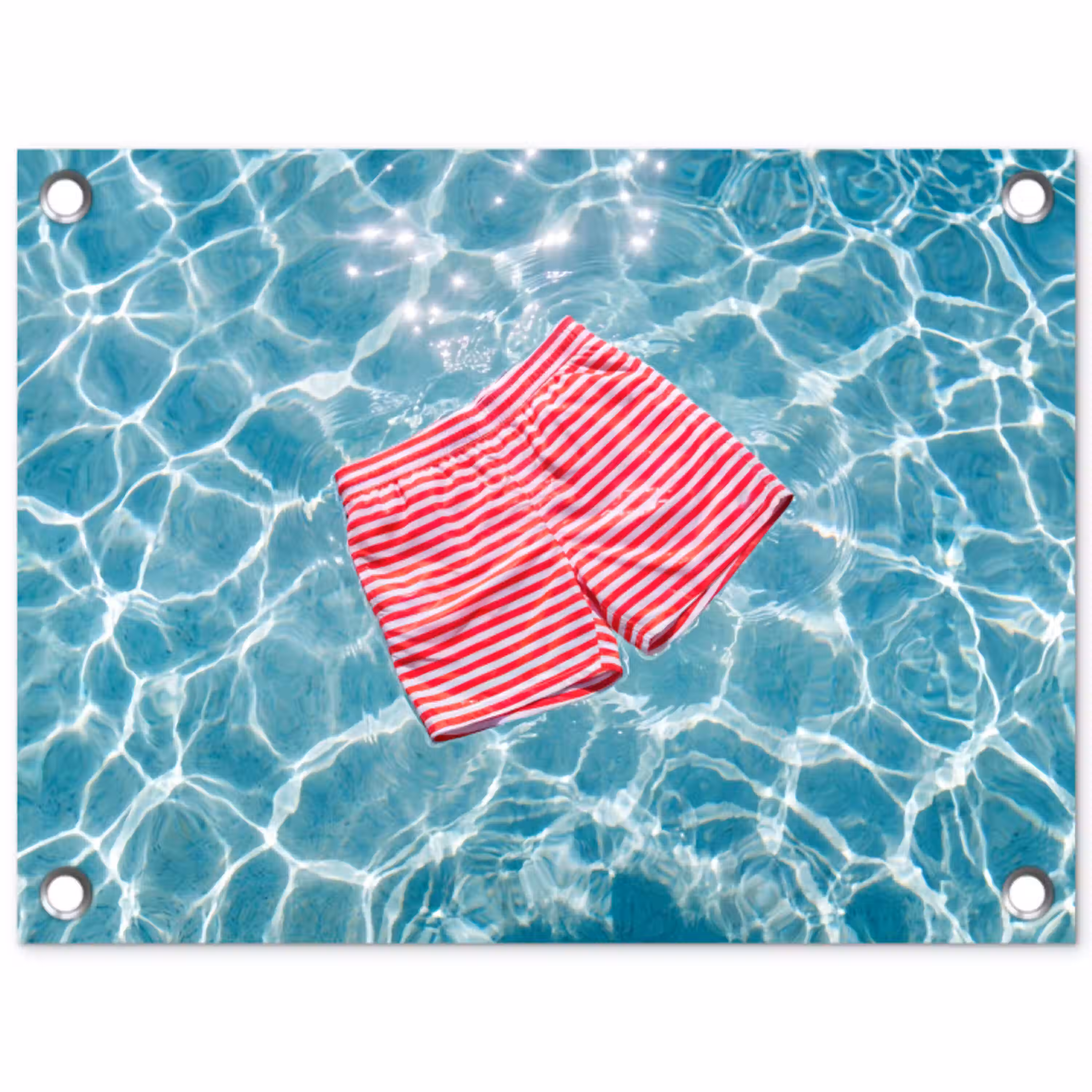 Zwemkleding - Gestreept - Water - Zomer - Rood-wit tuinposter los doek klein -3d