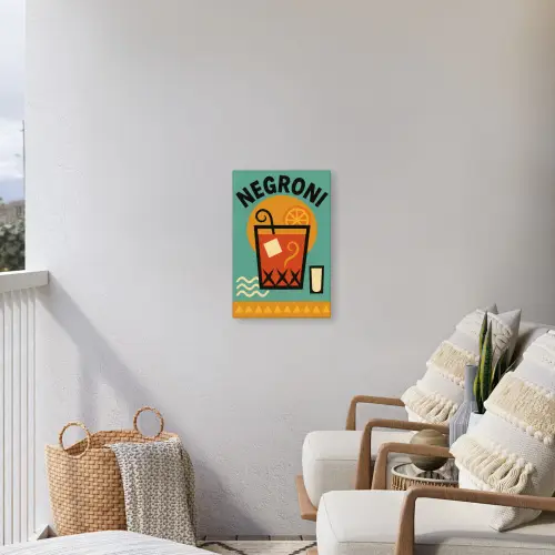 Cocktail - Negroni - Art - Sinaasappel Tuinposter op houten frame 2 cm dik klein -sfeer1
