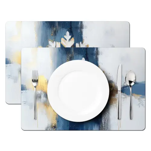 Abstract - Winter - Sneeuwvlok - Sneeuw - Goud Placemat vinyl groot -zzsfeer2_Kitchenyeah-website