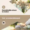 Bloesems - Wit - Zonnestralen -  Bloemblaadjes Inductie beschemer met haakjes klein -ky-schoon-nl