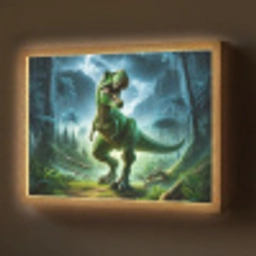 Dino - Jongens - Groen - Blauw - T-Rex Light Box met batterij (Wandlamp) middel -z3d_website