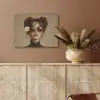 Vrouw - Beige - Bloem - Modern - Portret PET vilt klein -sfeer4