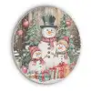Sneeuwpop - Familie - Kleurrijk Akoestische PET Vilt - Rond klein -3d