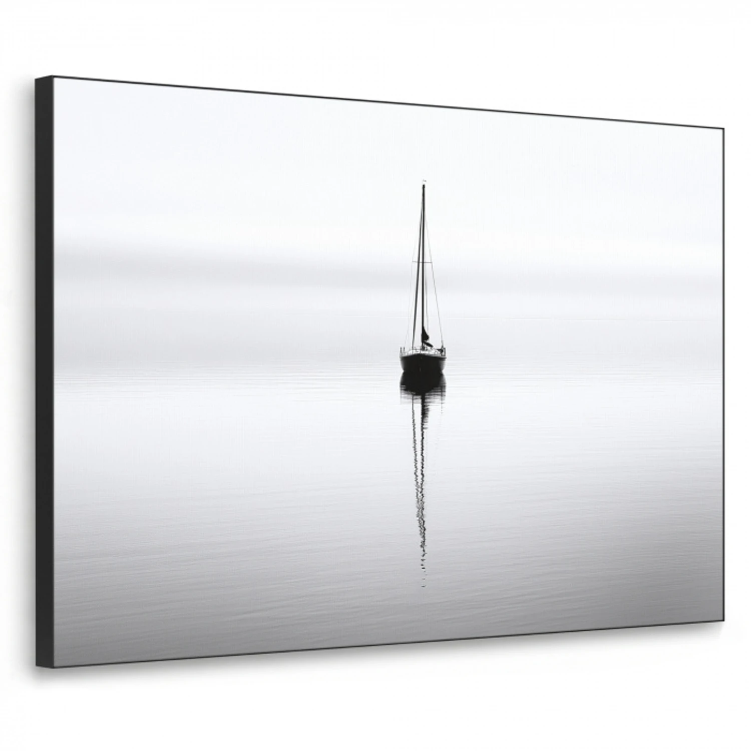 Zeilboot - Zwart - Water - Silhouet Textielframe zwart klein -3d
