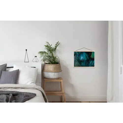 Inductie mat - Jungle - Inductie beschermer - Palmblad - Natuur textielposter latten blank klein -woonkamer
