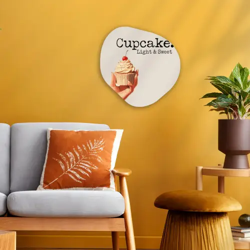 Cupcake - Zoet - Kers Wandcirkel Organisch Forex 3mm klein -sfeer4