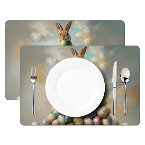 Konijn - Eieren - Kleurrijk Placemat vinyl groot -zzsfeer2_Kitchenyeah-website
