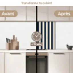 Verticale strepen - Blauw - Crème keuken achterwand 2 middel 865 -voor-na2_FR