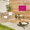 Smile - Stippen - Geel - Smiley - Roze Tuinposter op houten frame 2 cm dik klein -sfeer2