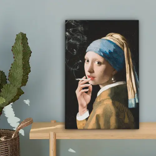 Meisje met de parel - Johannes Vermeer - Sigaretten canvas 2cm klein -sfeer4